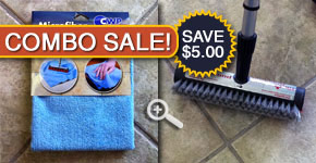 Tile cleaning brush and microfiber floor cleaning pad great for use with step #3 tile cleaner