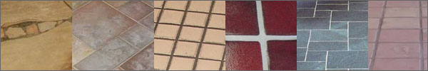 variety of tile flooring types and grout lines 